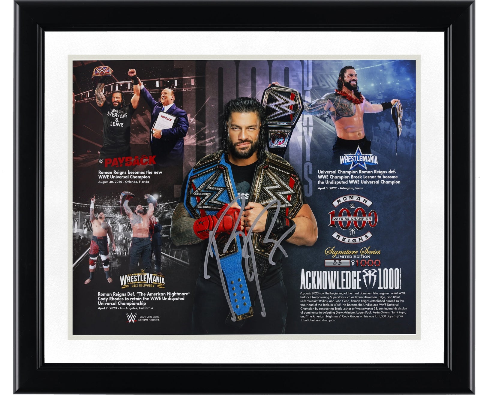 Roman Reigns Signed 11 x 14 Photograph | 1,000 Days Champion