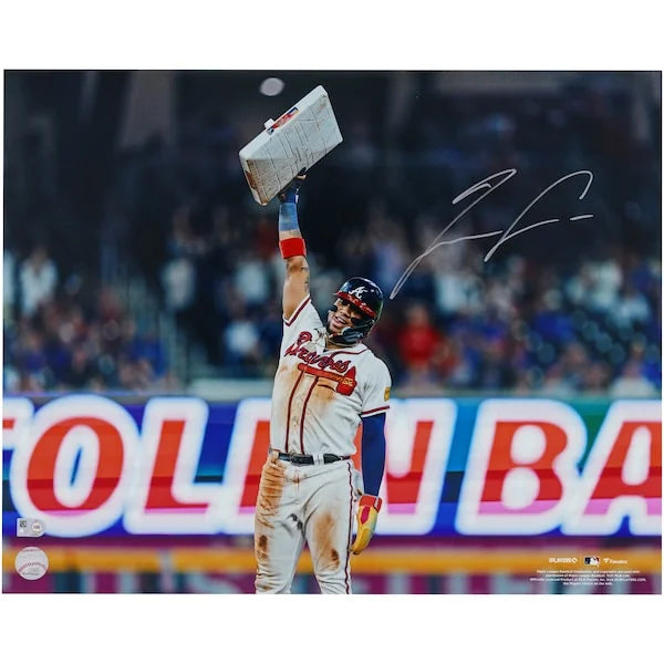 Ronald Acuña Jr. Signed 16 x 20 Photograph | Braves Holding Base