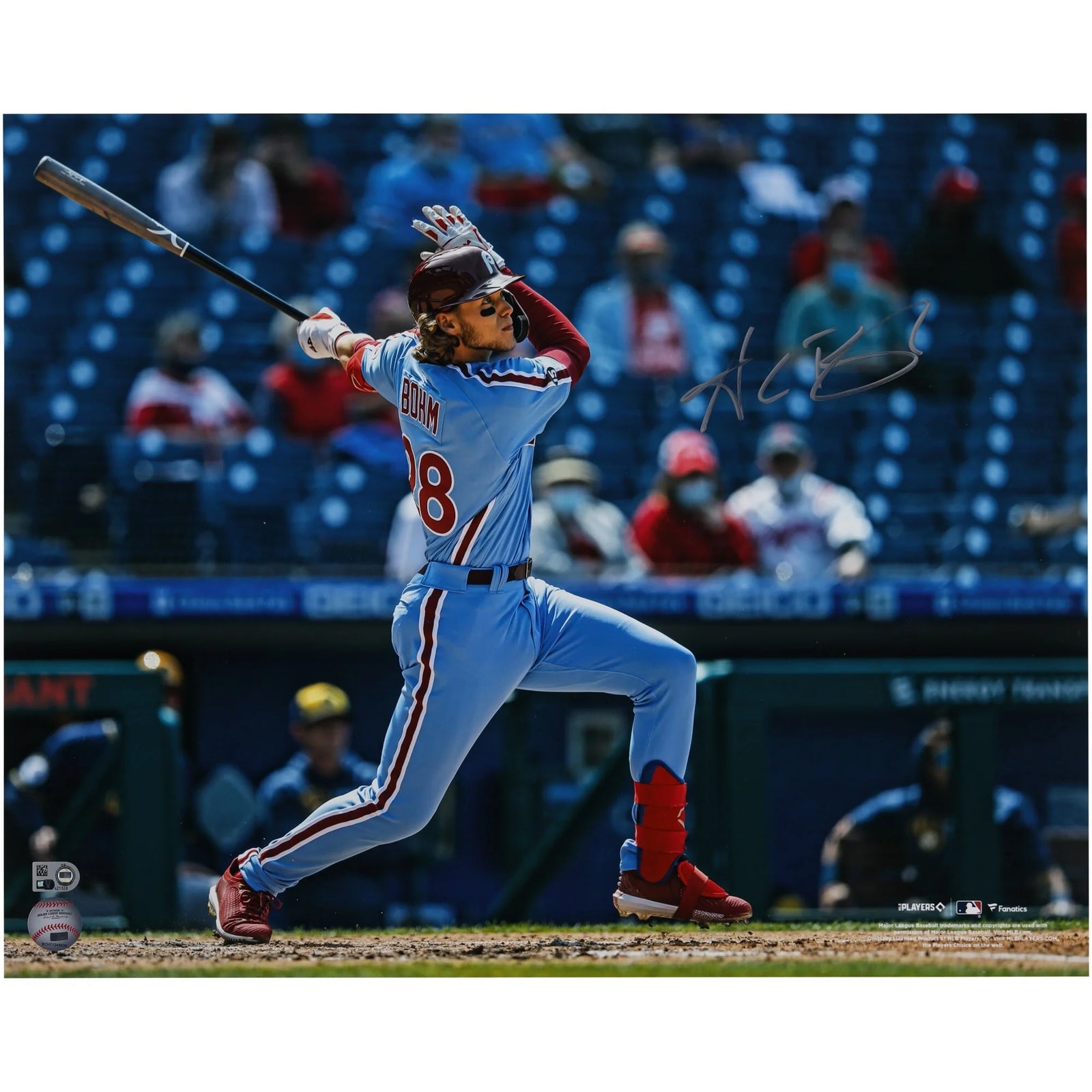 Alec Bohm Signed 16 x 20 Swinging Bat Photo | Philadelphia Phillies