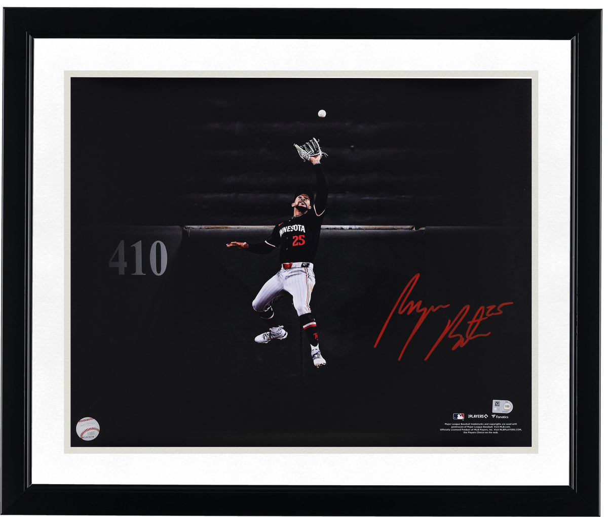 Byron Buxton Signed 16 x 20 Photograph | Home Run Robbing Wall Catch