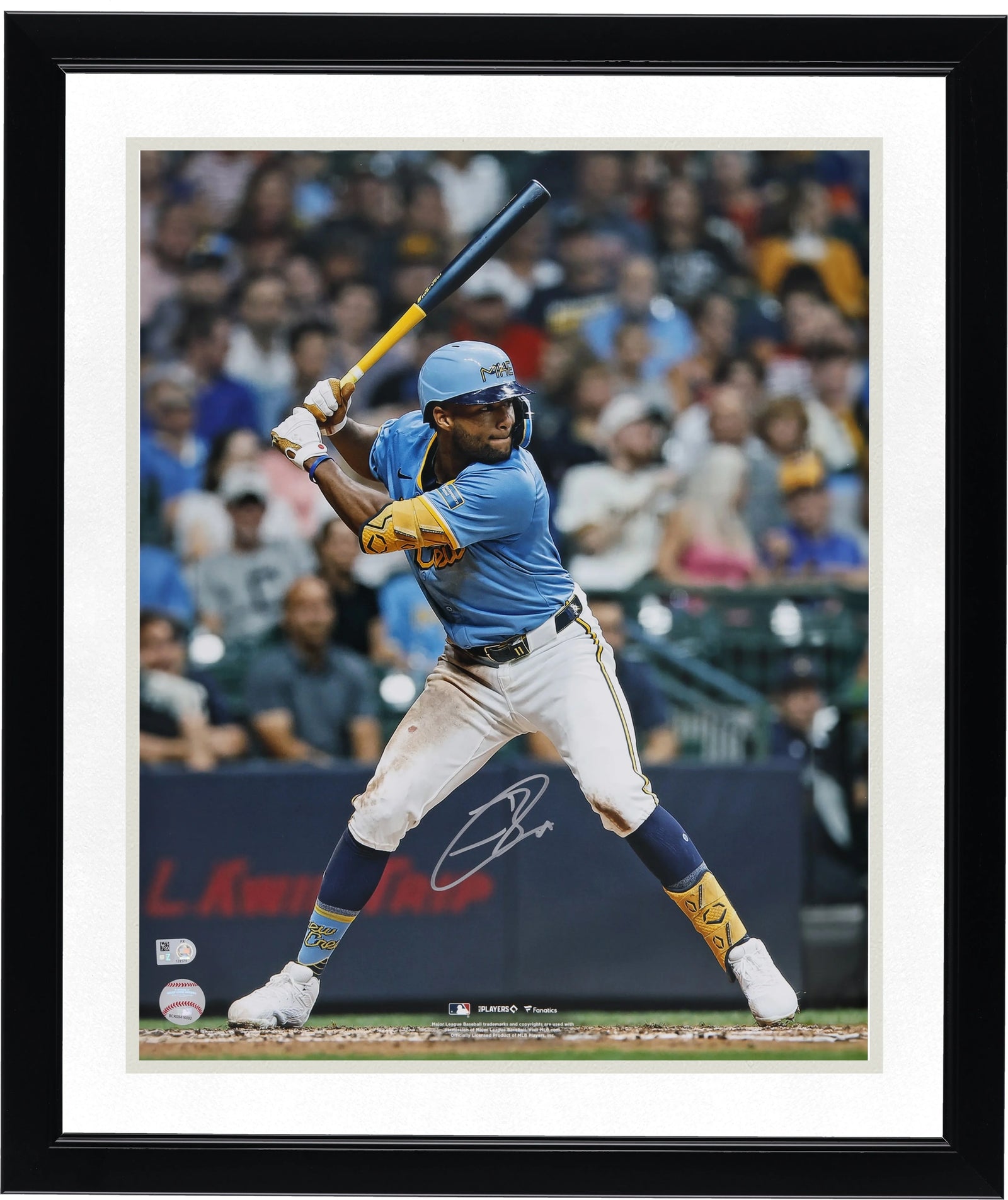 Jackson Chourio Signed 16 x 20 Hitting Photograph | Milwaukee Brewers