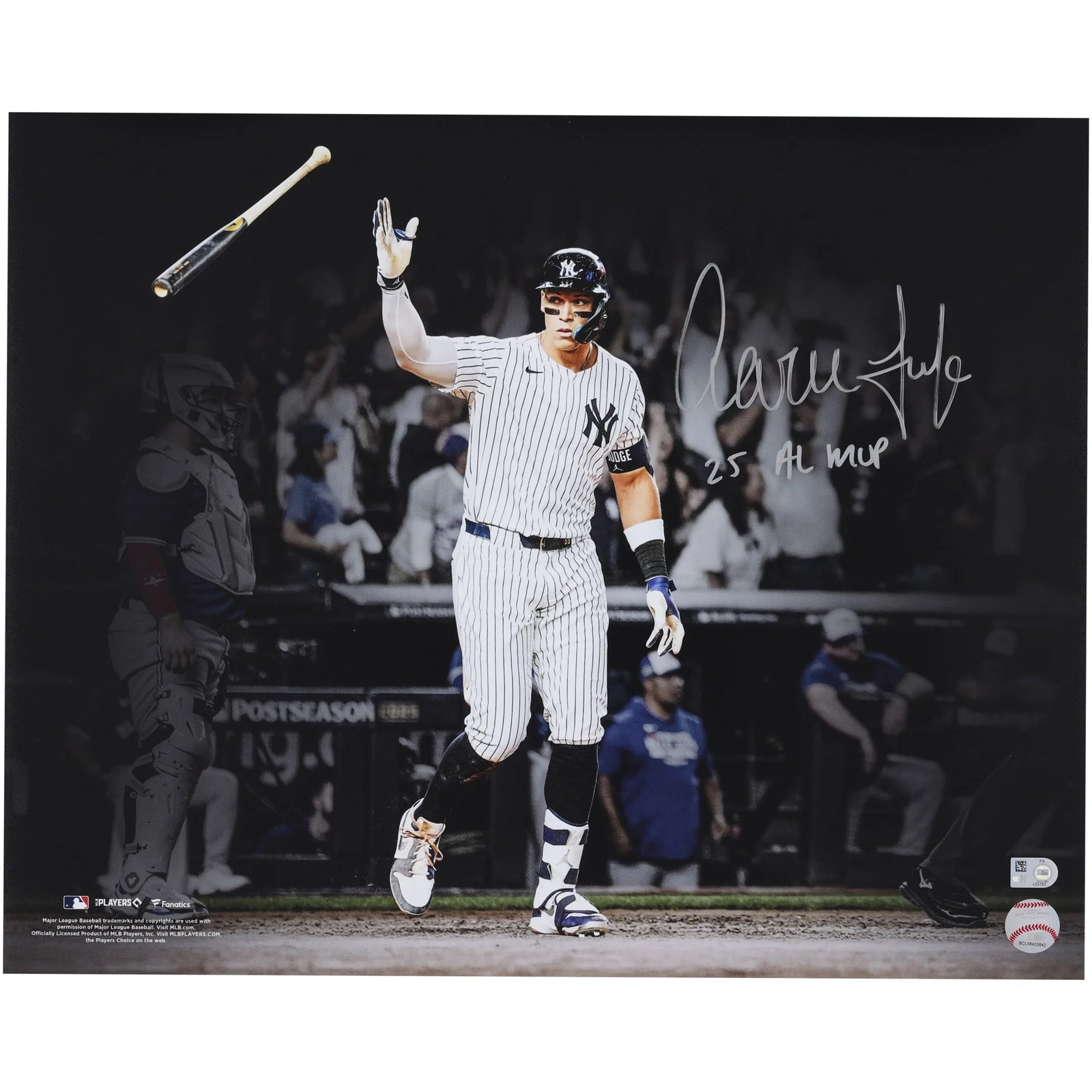 Aaron Judge Signed 16 x 20 Home Run Bat Flip Photo | 2025 AL MVP Inscription