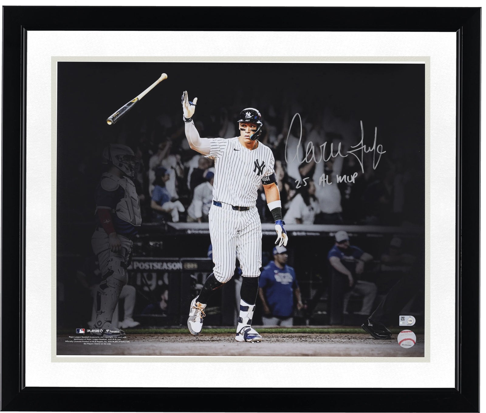 Aaron Judge Signed 16 x 20 Home Run Bat Flip Photo | 2025 AL MVP Inscription