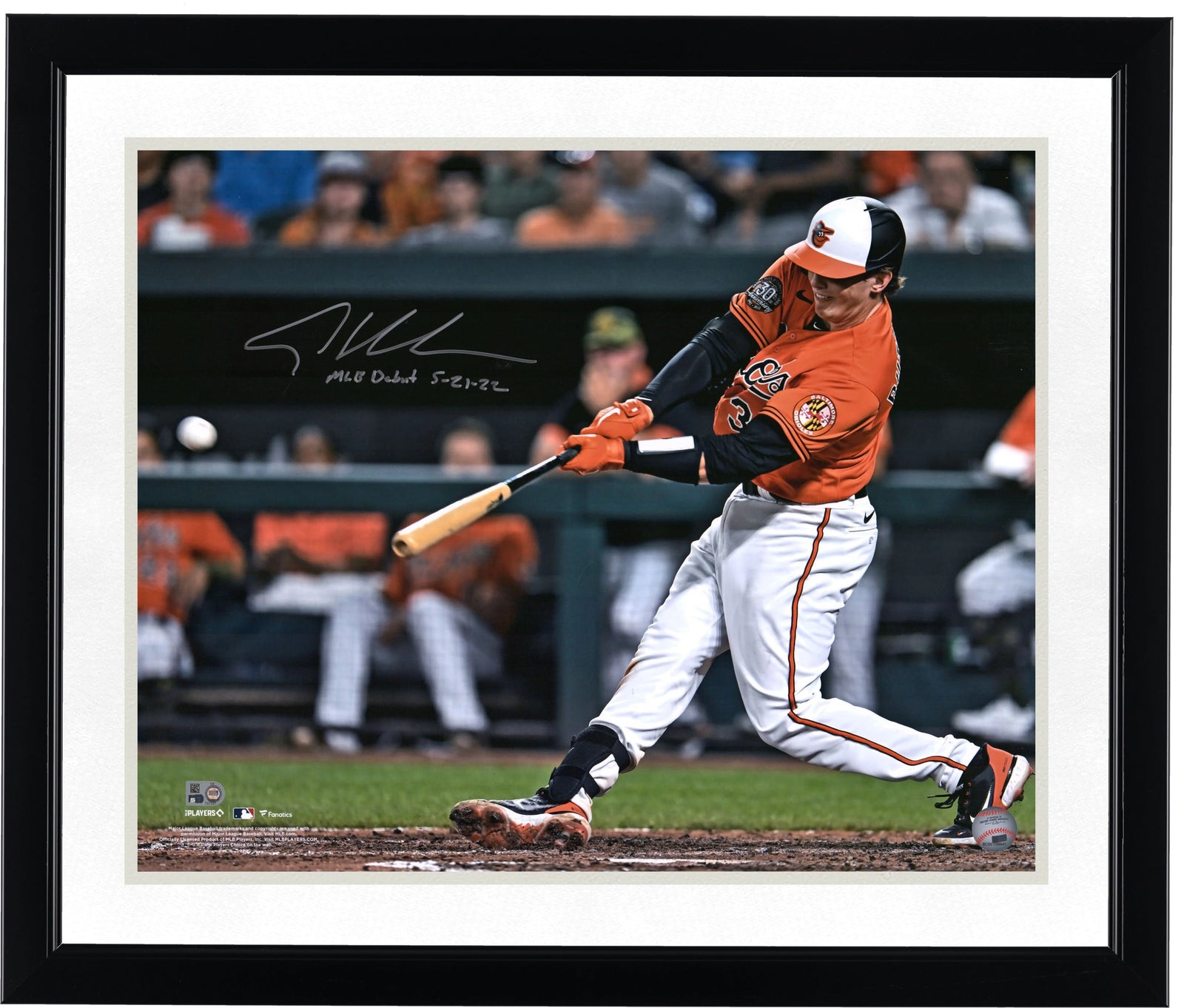 Adley Rutschman Signed 16 x 20 Photograph | MLB Debut 5-21-22 Inscription
