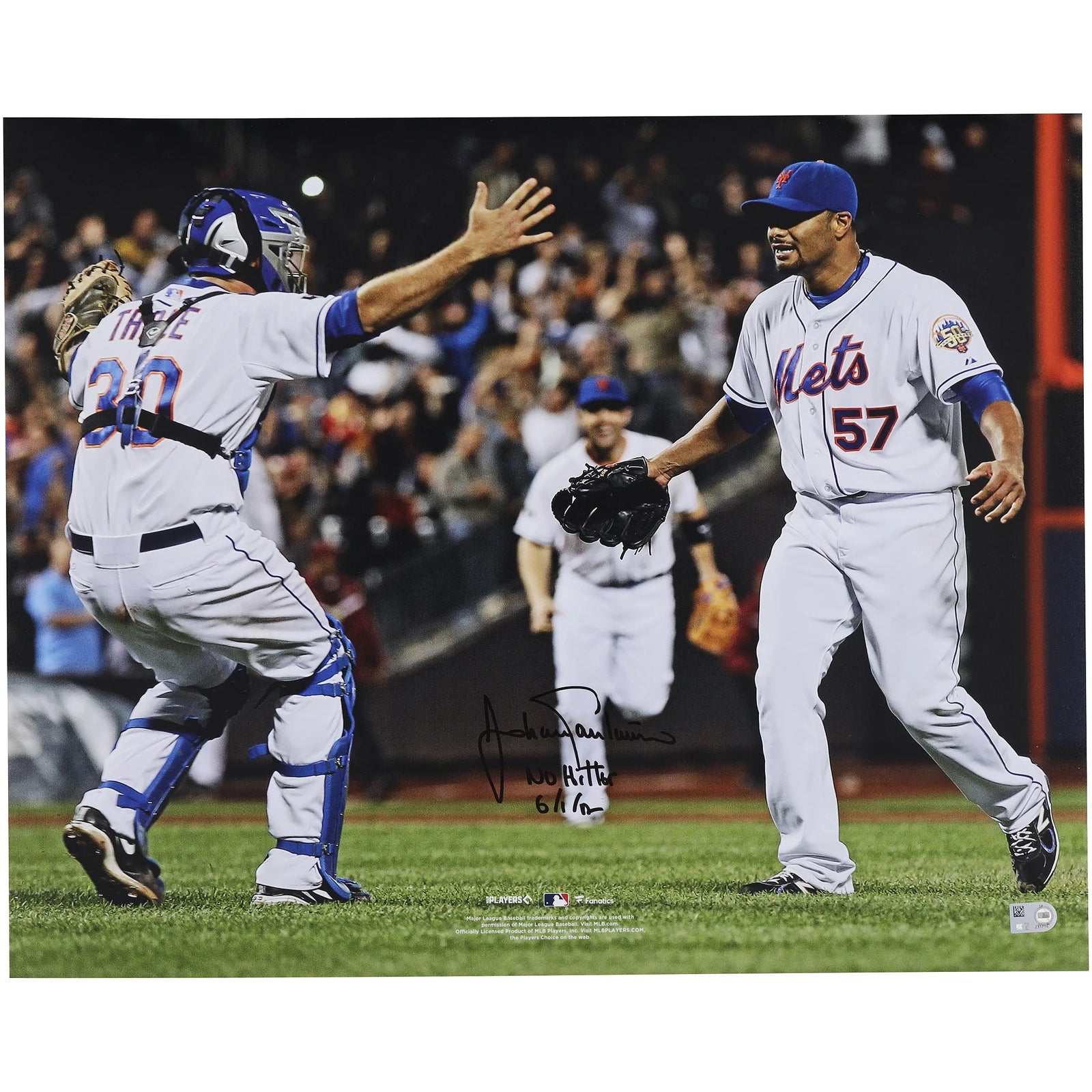 Johan Santana Signed 16 x 20 No Hitter Photo | Mets Inscription