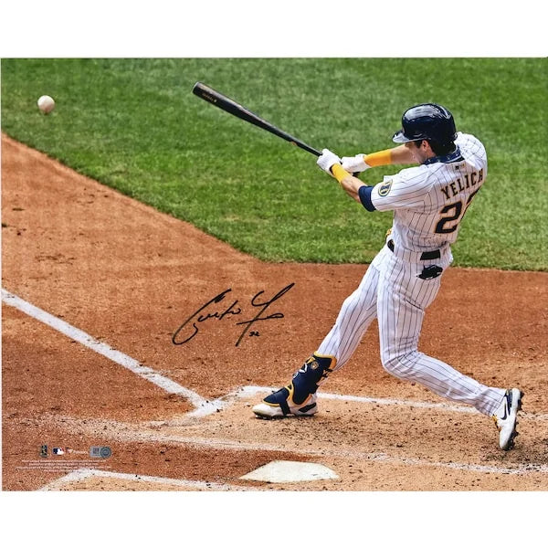 Christian Yelich Signed 16 x 20 Hitting Photograph | Milwaukee Brewers