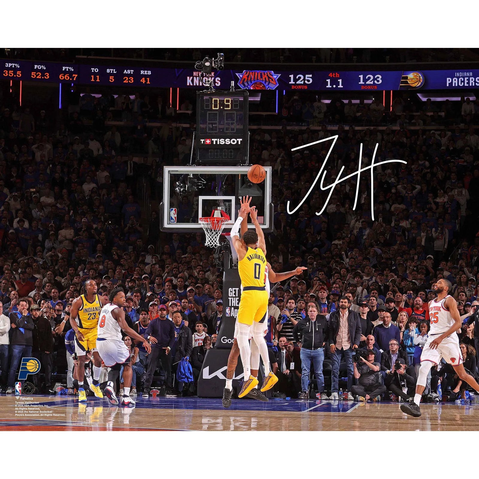 Tyrese Haliburton Signed 16 x 20 Photo | Eastern Conference Finals Game-Tying Shot