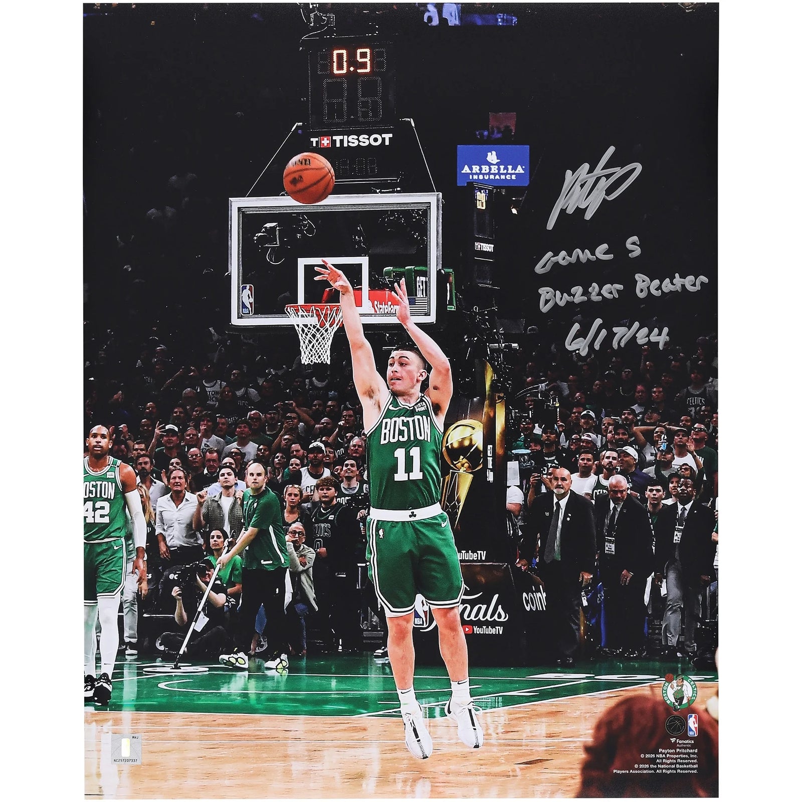 Payton Pritchard Signed 16 x 20 Photograph | Game 5 Buzzer Beater Inscription