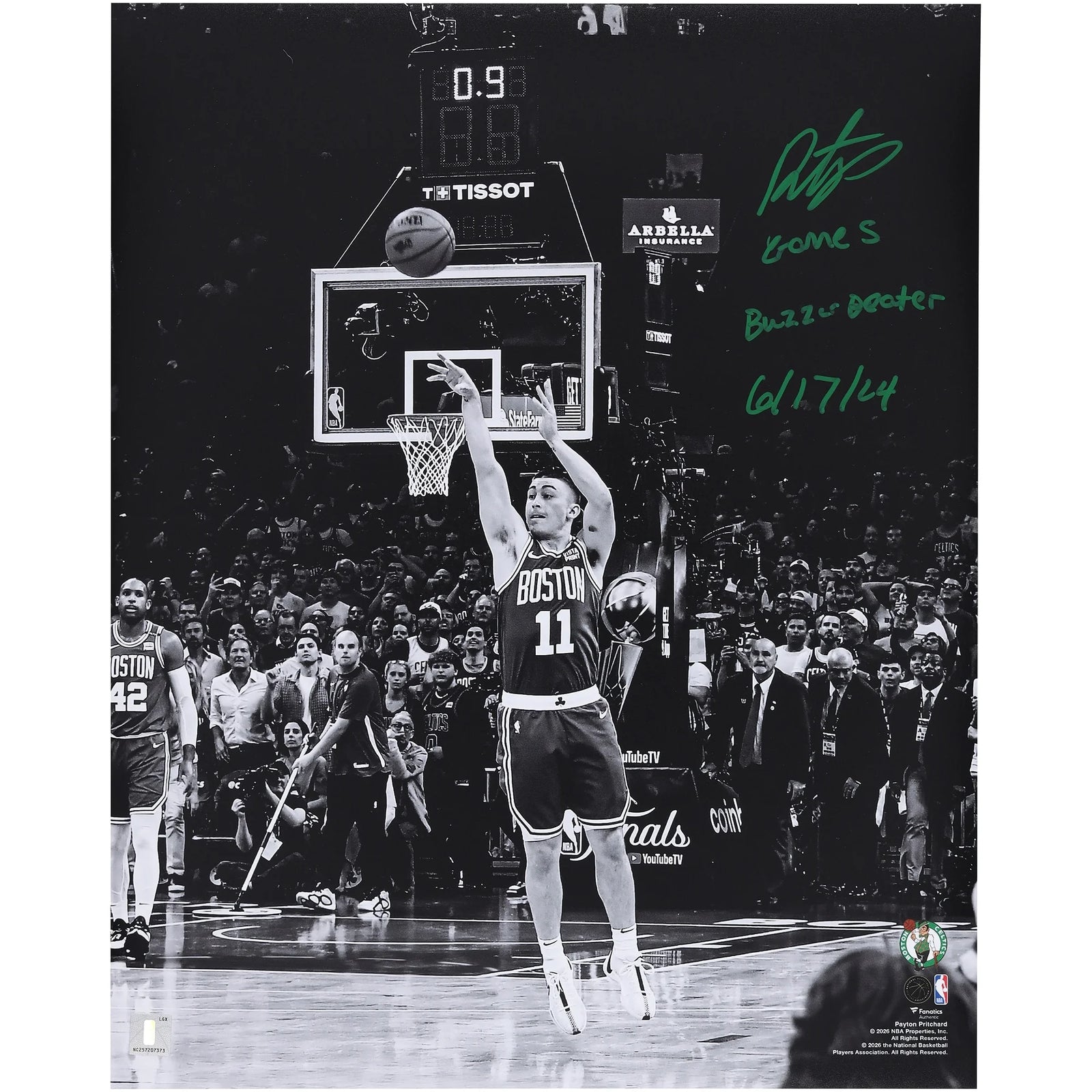 Payton Pritchard Signed 16 x 20 Photograph | Game 5 Buzzer Beater Inscription