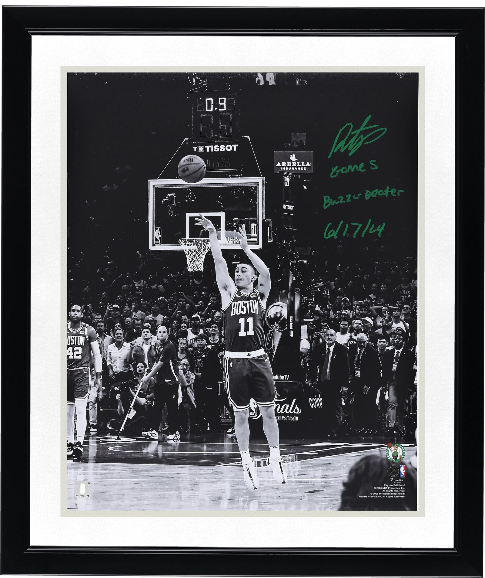 Payton Pritchard Signed 16 x 20 Photograph | Game 5 Buzzer Beater Inscription