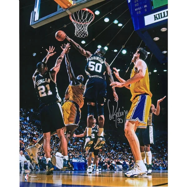 David Robinson Signed 16 x 20 Photo | Spurs vs Lakers