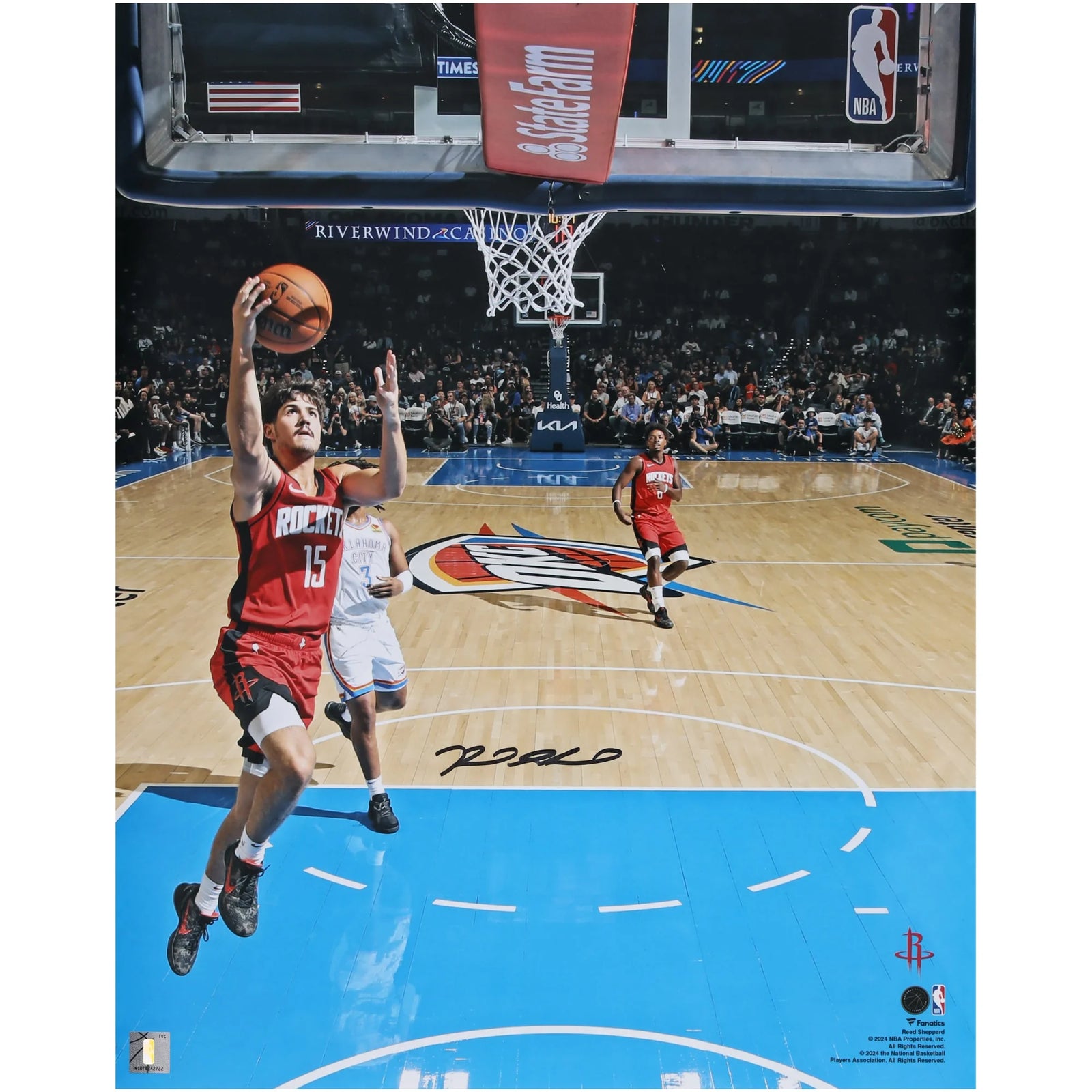 Reed Sheppard Signed 16 x 20 Photograph | Rockets vs Thunder