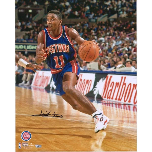 Isiah Thomas Signed 16 x 20 Photo | Detroit Pistons Blue Jersey