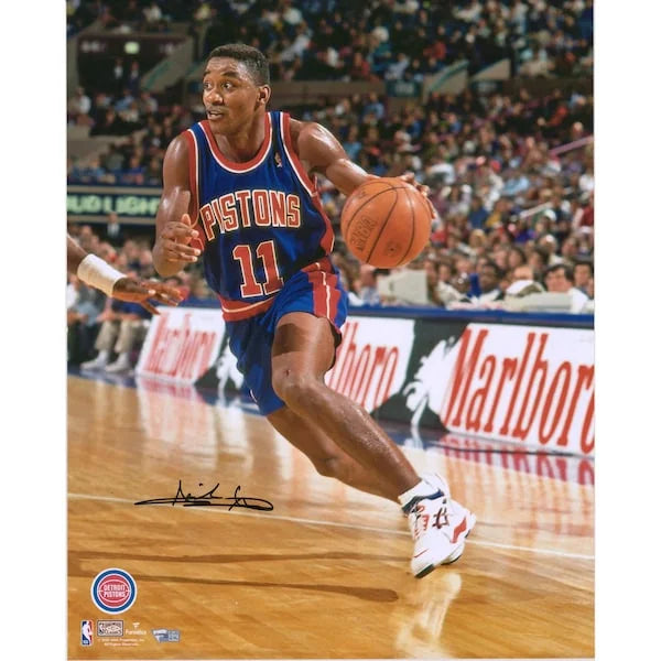 Isiah Thomas Signed 16 x 20 Photo | Detroit Pistons Blue Jersey