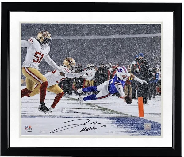 Josh Allen Signed 16 x 20 Photograph | Buffalo Bills Diving Snow Touchdown