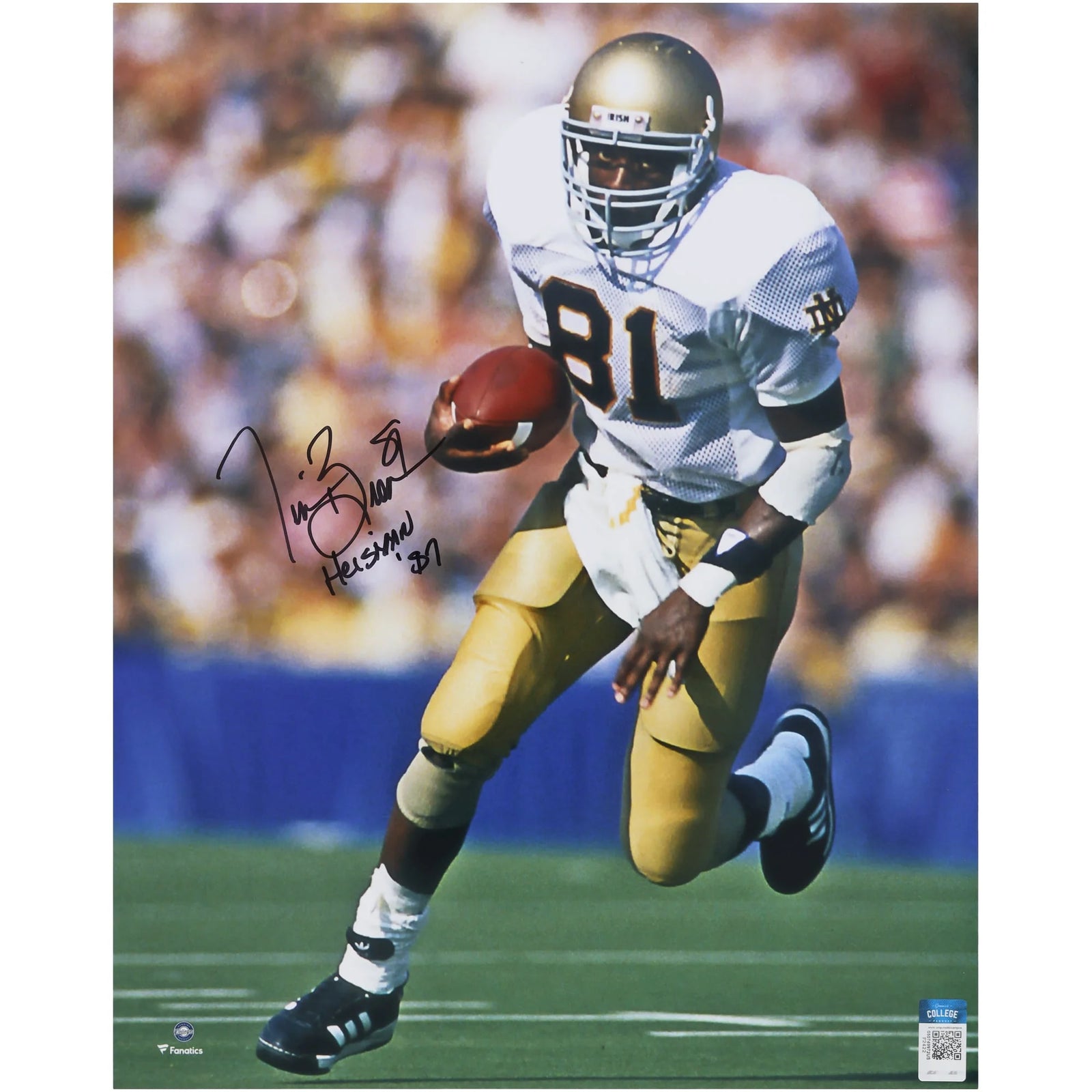 Tim Brown Signed Notre Dame 16 x 20 Photo | Heisman '87 Inscription