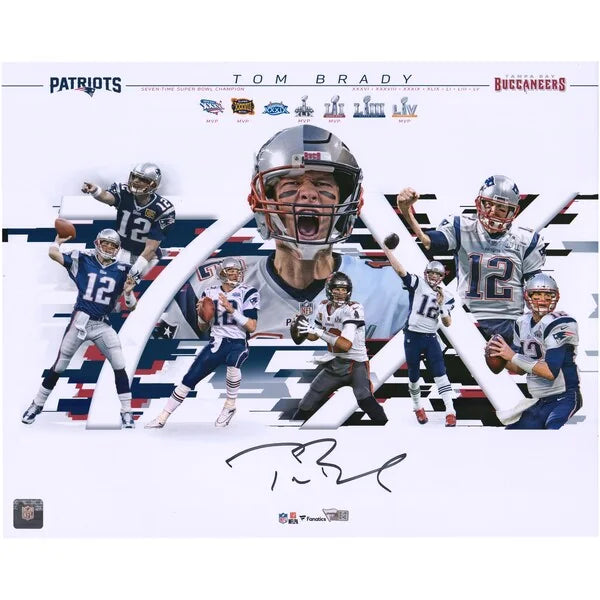 Tom Brady Signed 7-Time Super Bowl Champion Collage | 16 x 20