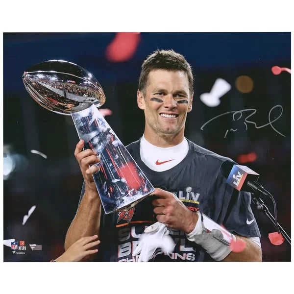 Tom Brady Signed 16 x 20 Super Bowl LV Trophy Photograph | Buccaneers | W16FBBR0140
