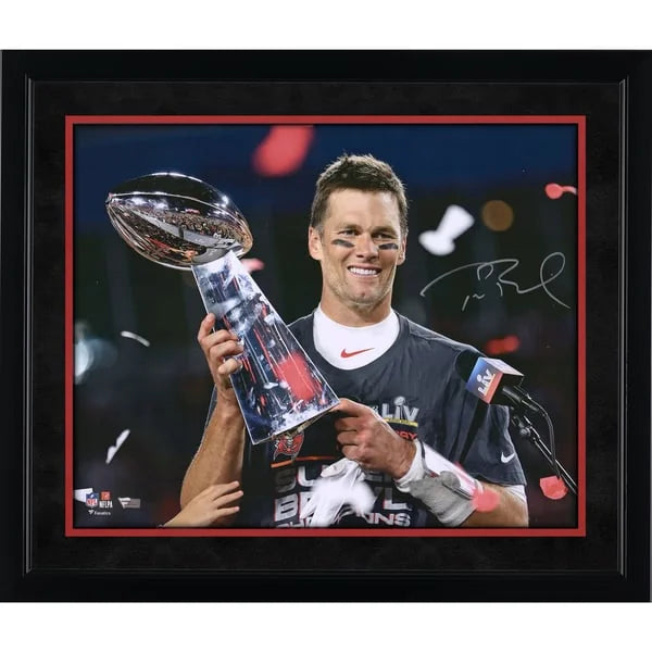 Tom Brady Signed 16 x 20 Super Bowl LV Trophy Photograph | Buccaneers | W16FBBR0140