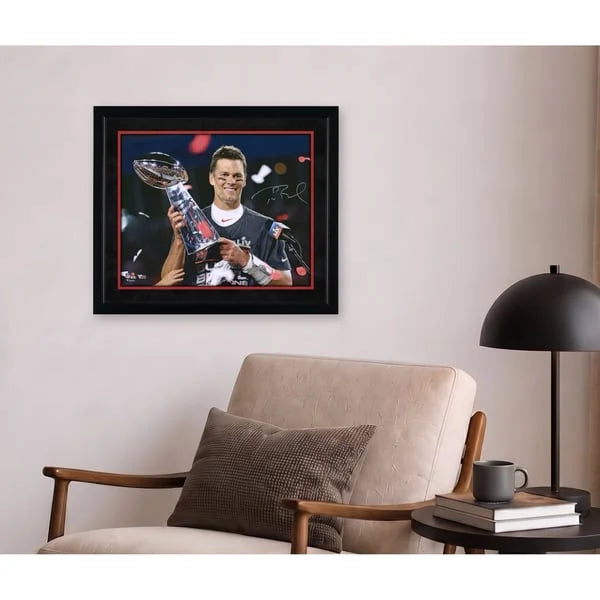 Tom Brady Signed 16 x 20 Super Bowl LV Trophy Photograph | Buccaneers | W16FBBR0140