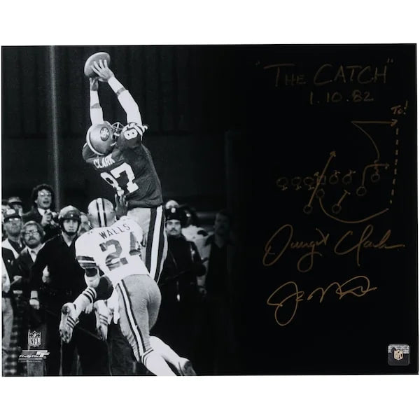 Joe Montana & Dwight Clark Signed The Catch 16 x 20 Photo | Authenticated