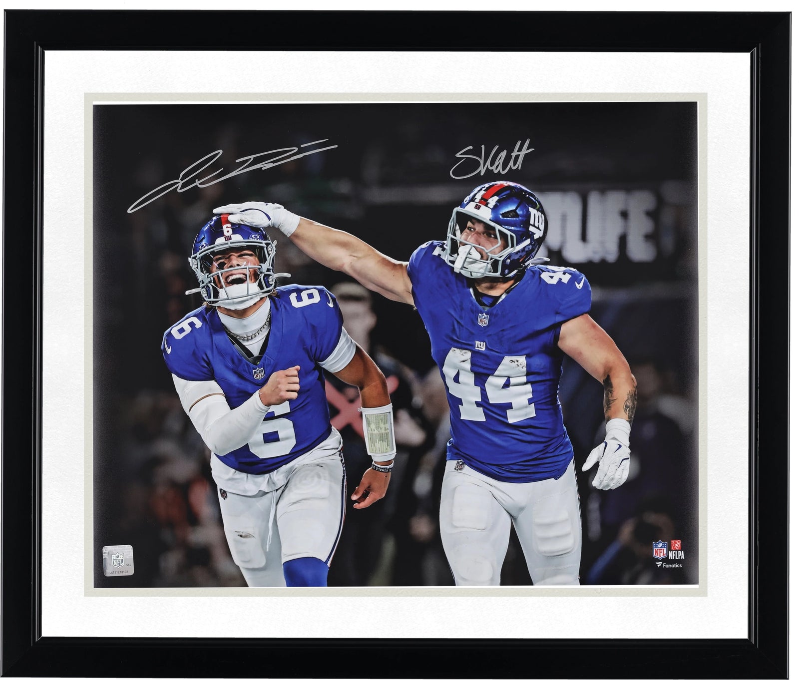 Jaxson Dart & Cam Skattebo Signed Giants 16 x 20 Photo | Eagles Touchdown