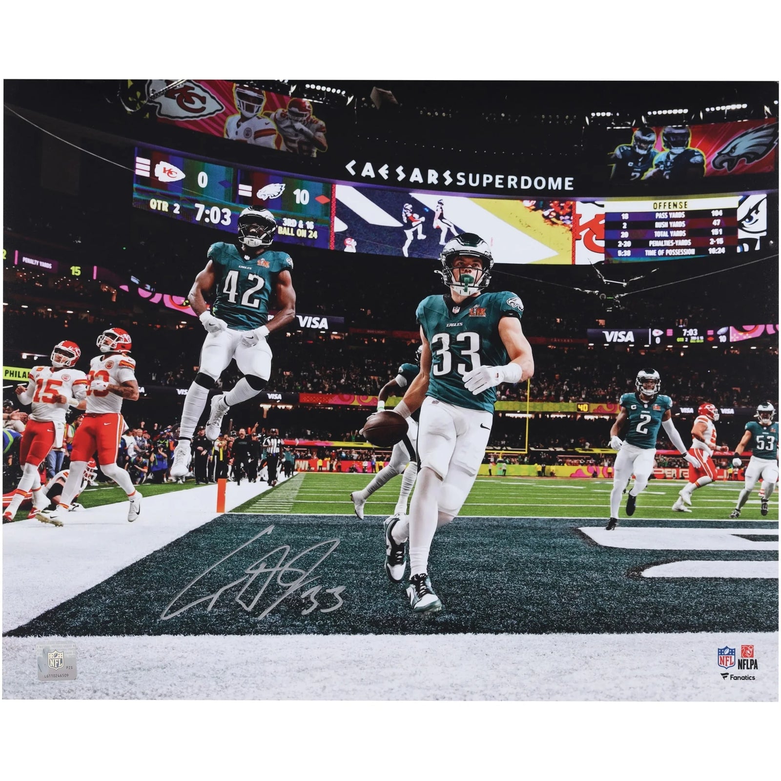 Cooper DeJean Signed 16 x 20 Photo | Super Bowl LIX Champions