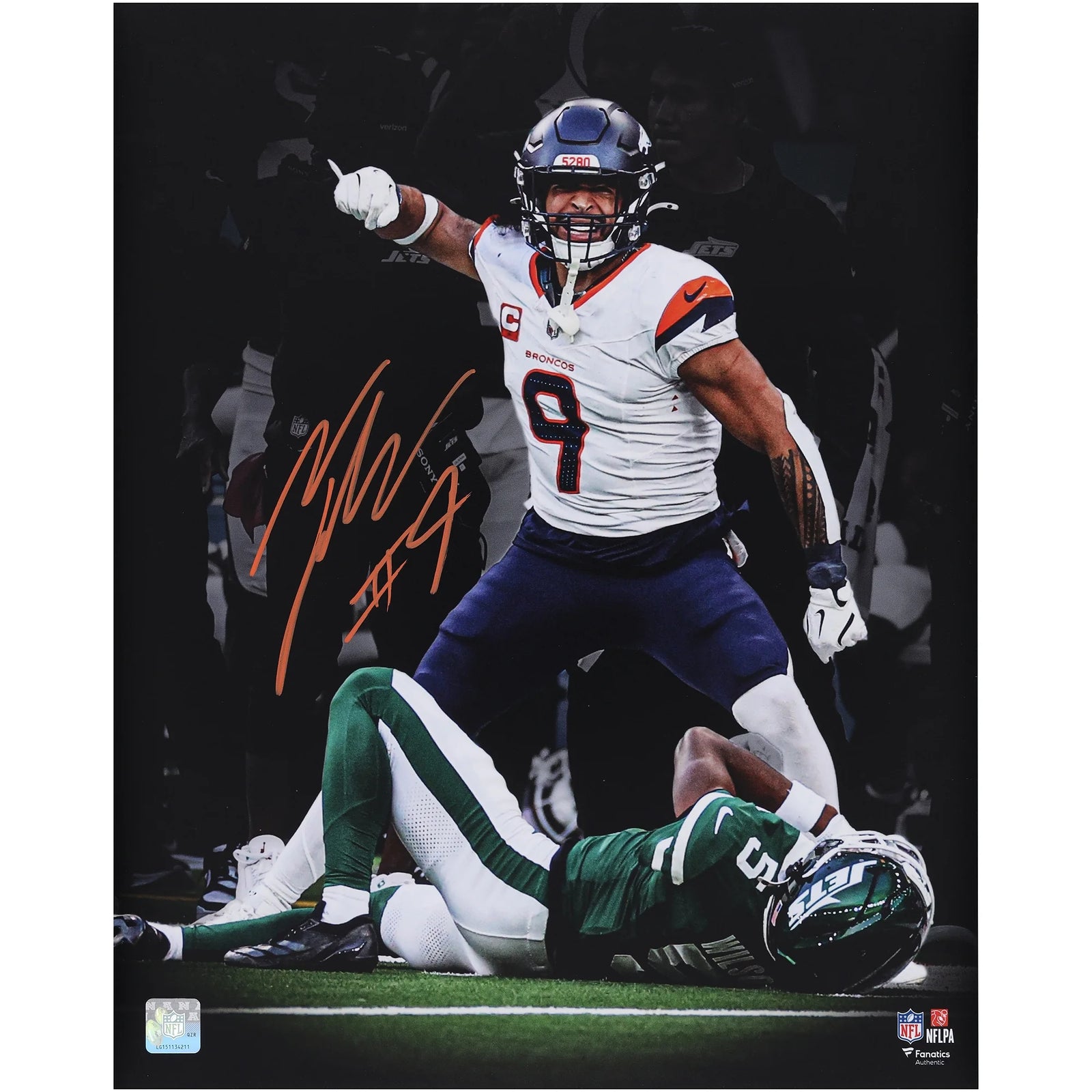 Talanoa Hufanga Signed Denver Broncos 16 x 20 Photograph | Authenticated