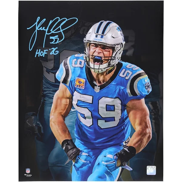 Luke Kuechly Signed 16 x 20 Photograph | HOF 26 Inscription