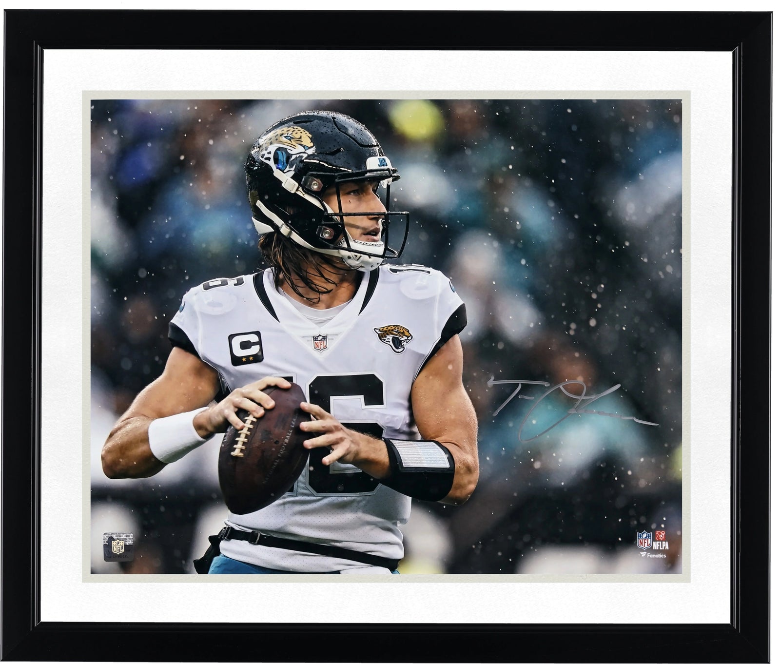 Trevor Lawrence Signed 16 x 20 In the Rain Photograph | Jaguars