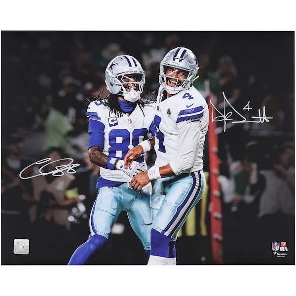 CeeDee Lamb & Dak Prescott Signed 16 x 20 Photo | Dallas Cowboys Celebration
