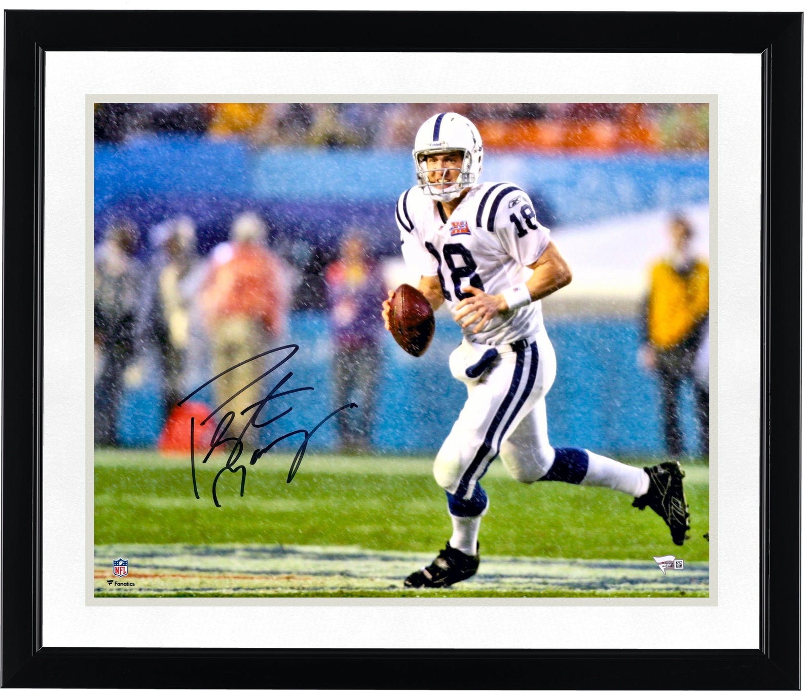 Peyton Manning Signed 16 x 20 Super Bowl XLI Running in Rain Photo | Colts