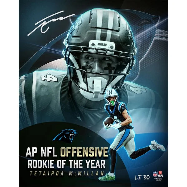 Tetairoa McMillan Signed 16 x 20 Photo | 2025 NFL Offensive Rookie of the Year
