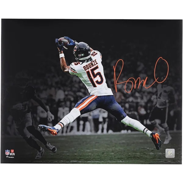 Rome Odunze Signed 16 x 20 Leaping Catch Photo | Chicago Bears