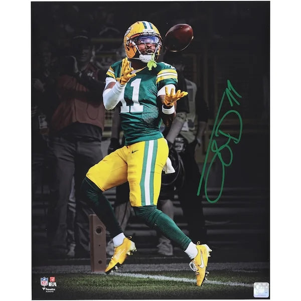 Jayden Reed Signed 16 x 20 Touchdown Catch Photo | Packers vs Lions