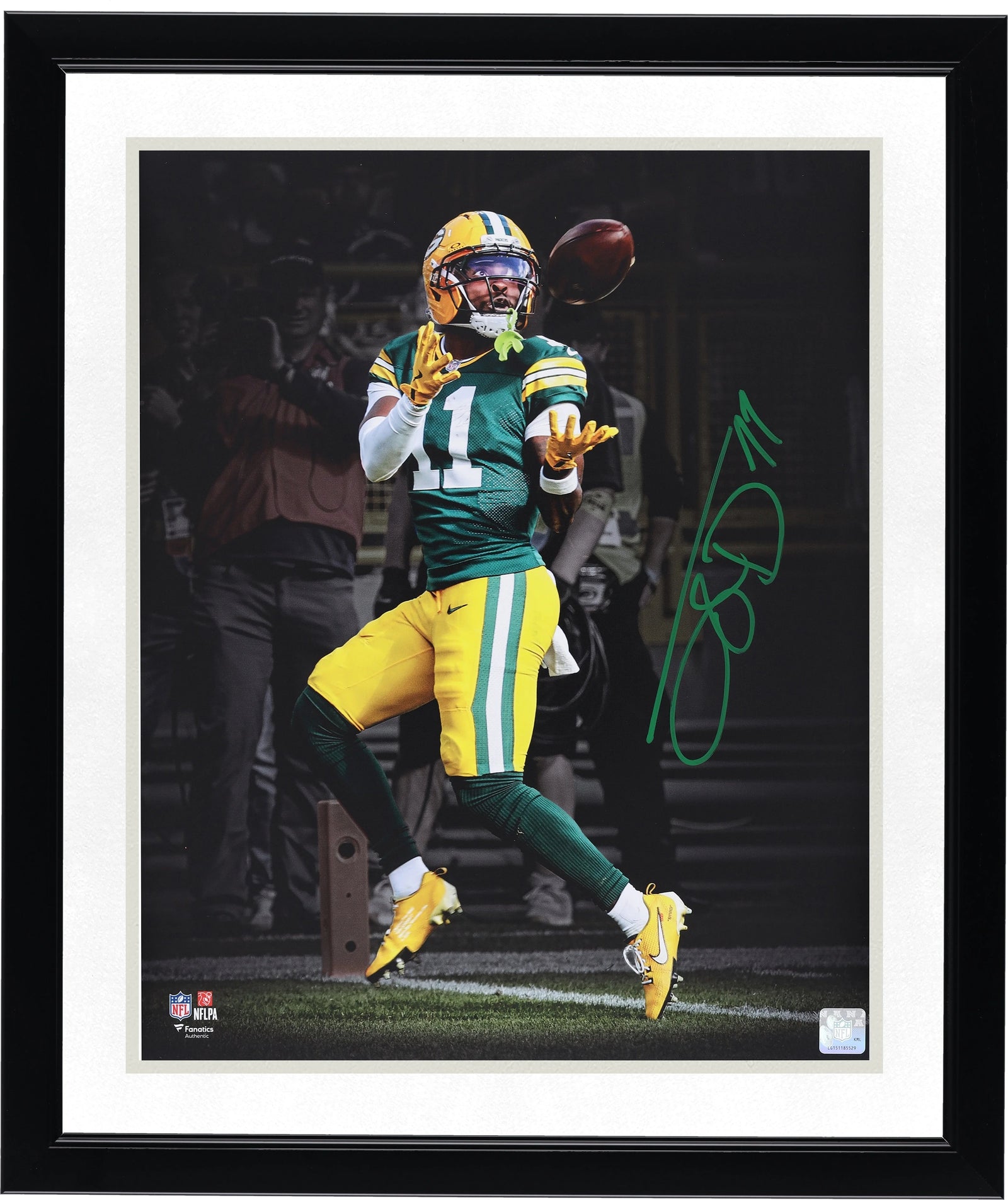 Jayden Reed Signed 16 x 20 Touchdown Catch Photo | Packers vs Lions