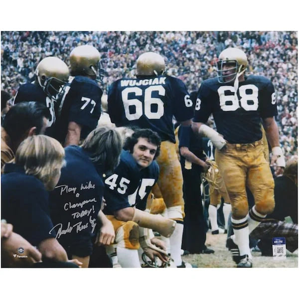 Rudy Ruettiger Signed Notre Dame 16 x 20 Photo | Play Like A Champ Today Inscription