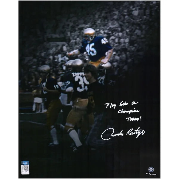 Rudy Ruettiger Signed Notre Dame 16 x 20 Photo | Play Like A Champion Today Inscription