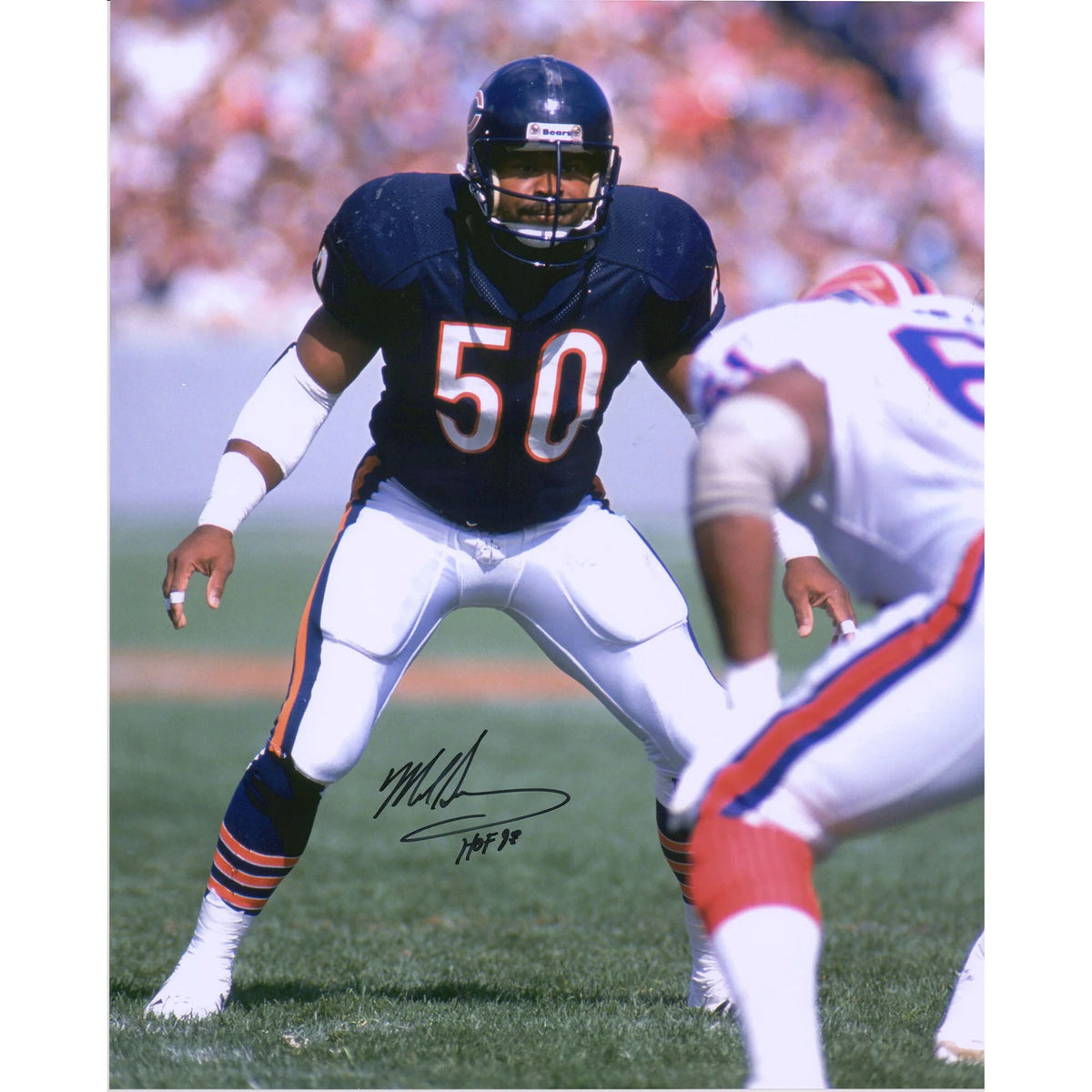 Mike Singletary Signed 16 x 20 Photograph | HOF 98 Inscription