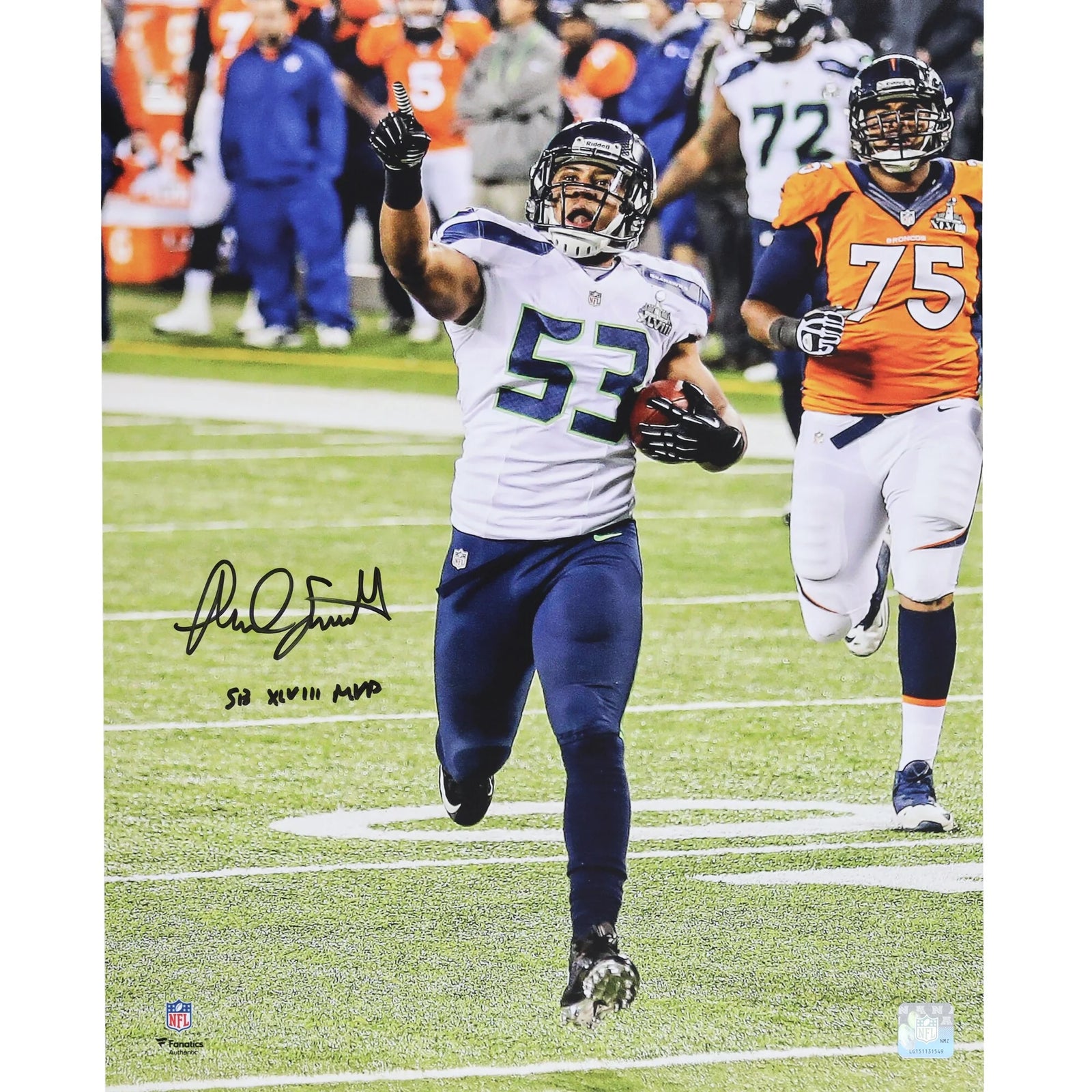 Malcolm Smith Signed 16 x 20 Photo | Super Bowl XLVIII MVP