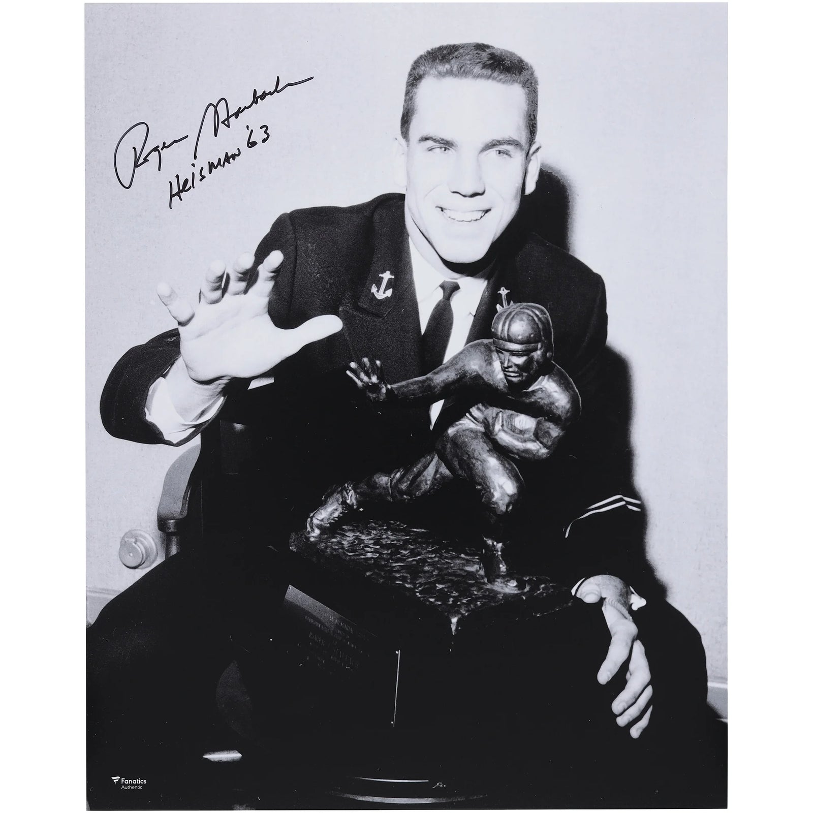 Roger Staubach Signed 16 x 20 Heisman Trophy Photo | Heisman '63 Inscription