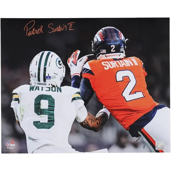 Patrick Surtain II Signed 16 x 20 Interception Spotlight Photo | Denver Broncos