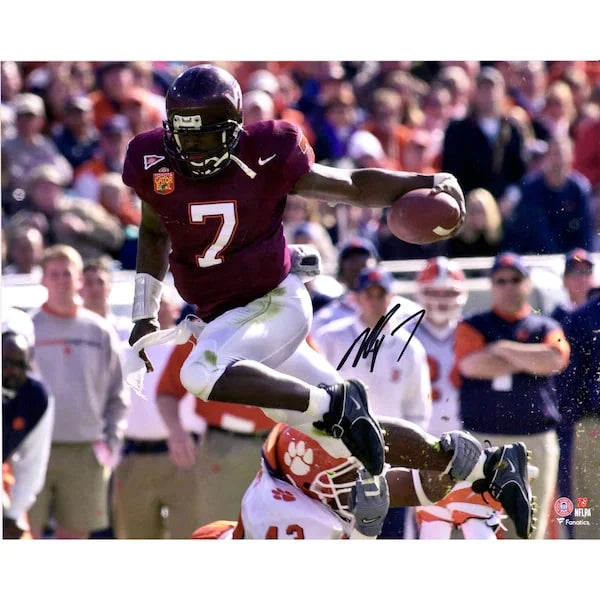Michael Vick Signed 16 x 20 Virginia Tech Hurdle Photo | Authenticated