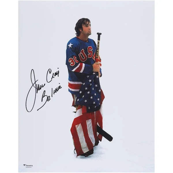 Jim Craig Signed 1980 Olympics 16 x 20 Photo | Believe Inscription