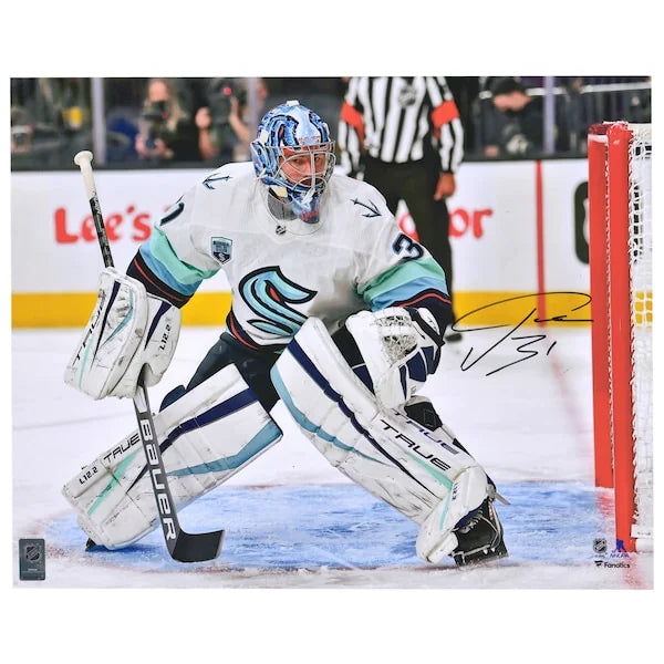 Philipp Grubauer Signed Kraken 16 x 20 Photo | First Game vs. Vegas