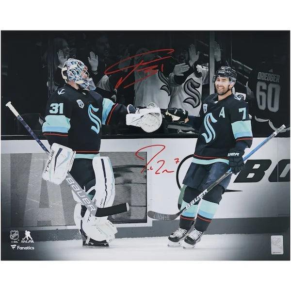 Philipp Grubauer & Jordan Eberle Signed Seattle Kraken 16 x 20 Photo