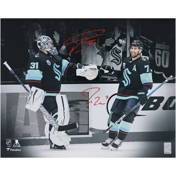 Philipp Grubauer & Jordan Eberle Signed Seattle Kraken 16 x 20 Photo