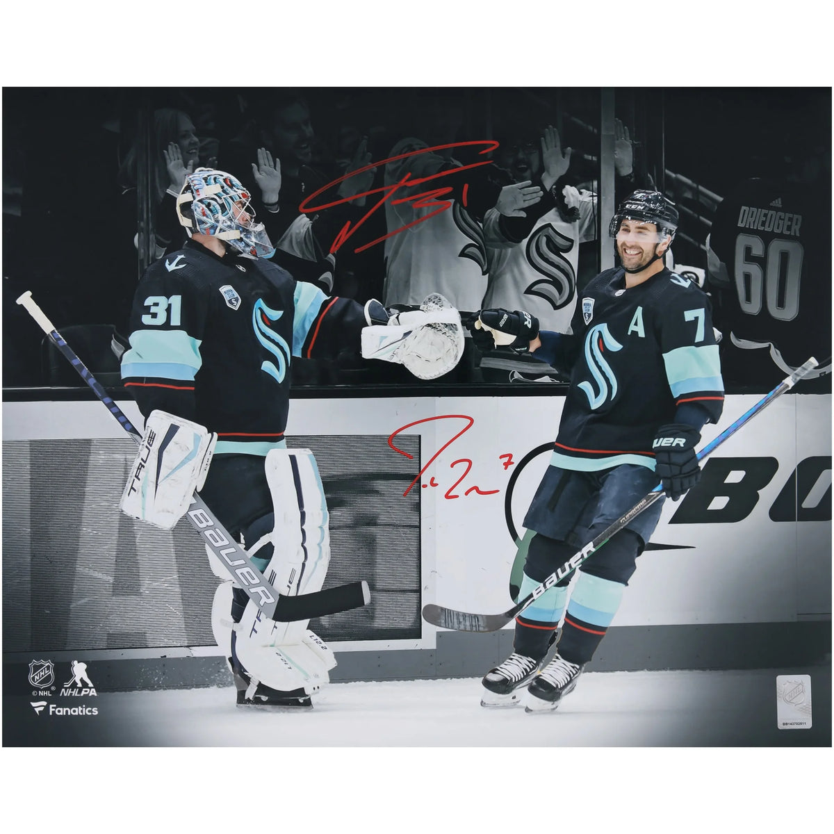 Philipp Grubauer & Jordan Eberle Signed Seattle Kraken 16 x 20 Photo