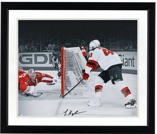 Luke Hughes Signed 16 x 20 Photograph | First NHL Goal