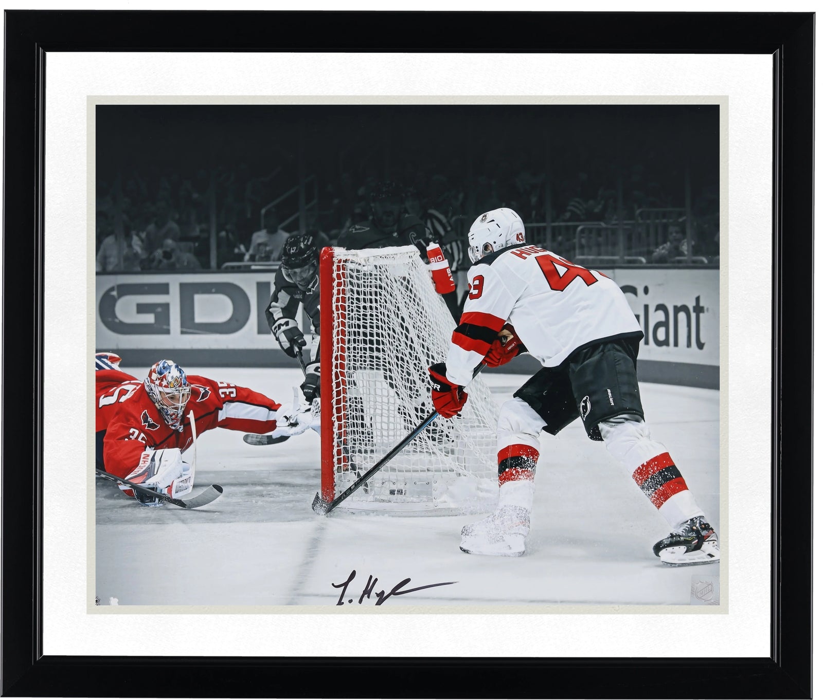Luke Hughes Signed 16 x 20 Photograph | First NHL Goal